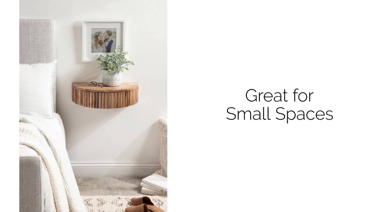 thumbnail video image 2 of Kate and Laurel Reid Modern Wooden Floating Side Table with Drawer for Storage and Functionality, 20x11x6, Walnut Brown, 2 of 11