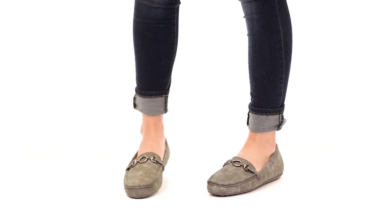 thumbnail video image 2 of Brinley Co. Women's Faux Leather Comfort-sole Square Toe Chain Distressed Driving Loafers, 2 of 8