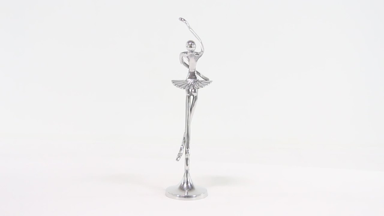 thumbnail video image 2 of 13" x 28" Silver Aluminum Dancer Sculpture, by DecMode, 2 of 14