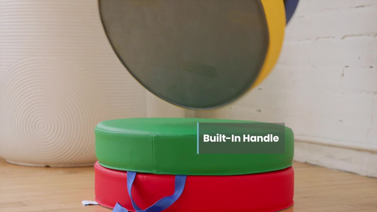 thumbnail video image 2 of ECR4Kids SoftZone Carry Me Round Floor Cushion, Assorted, 4-Piece, 2 of 10