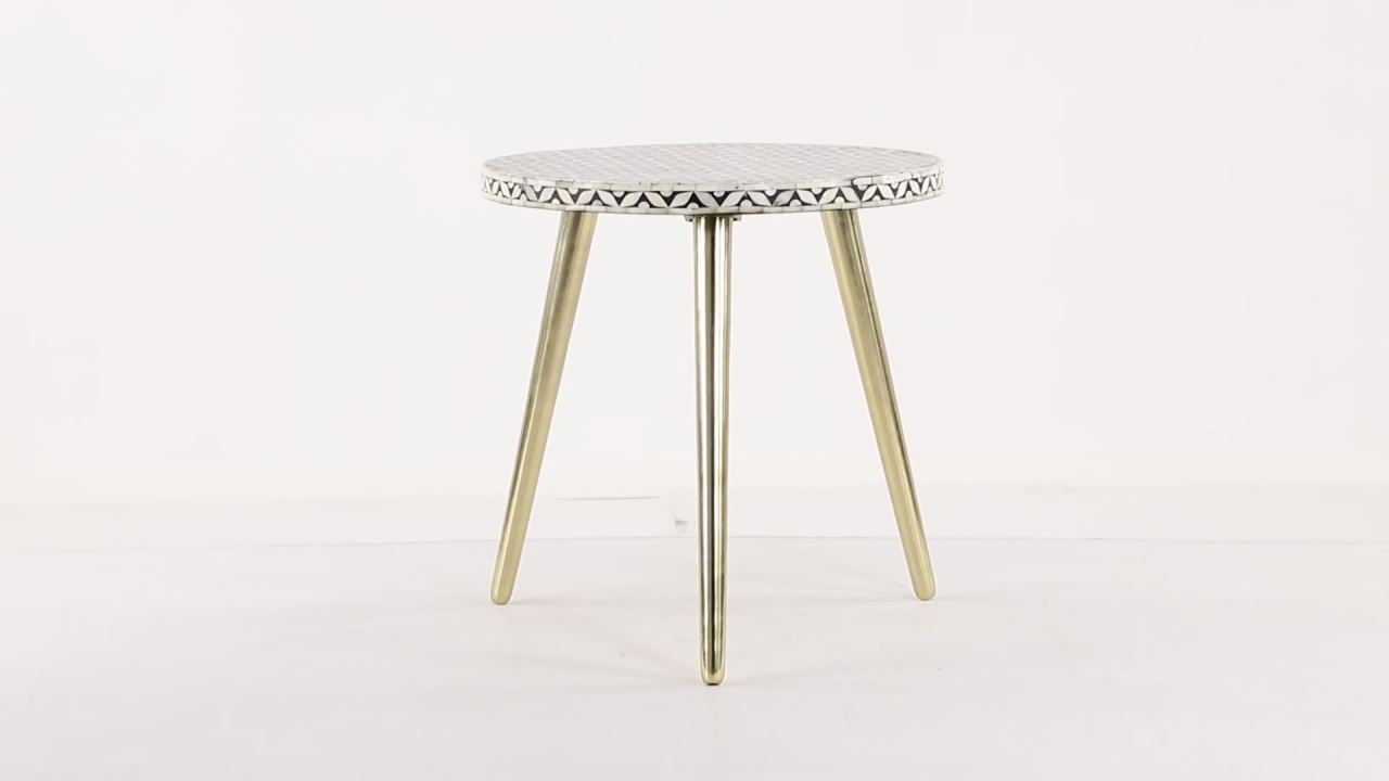 thumbnail video image 2 of DecMode 21" x 20" Gold Metal Eclectic Accent Table, 2 of 8