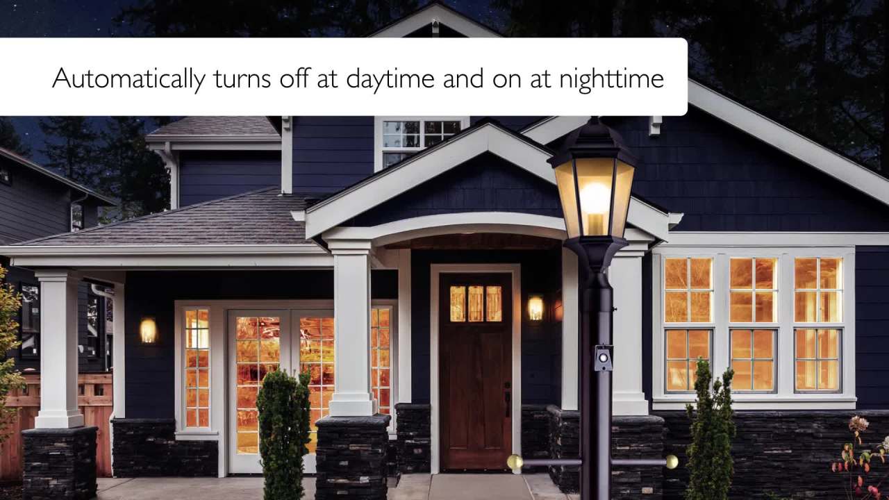 thumbnail video image 2 of Design House  Black Lamp Post with Cross Arm and Photo Eye, 2 of 17