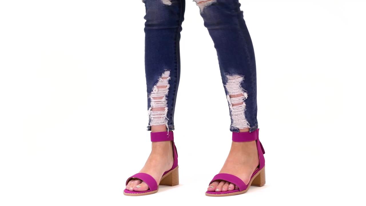 thumbnail video image 2 of Journee Womens Percy Low Stacked Heel Back Heel Zip Dress Sandals, 2 of 10