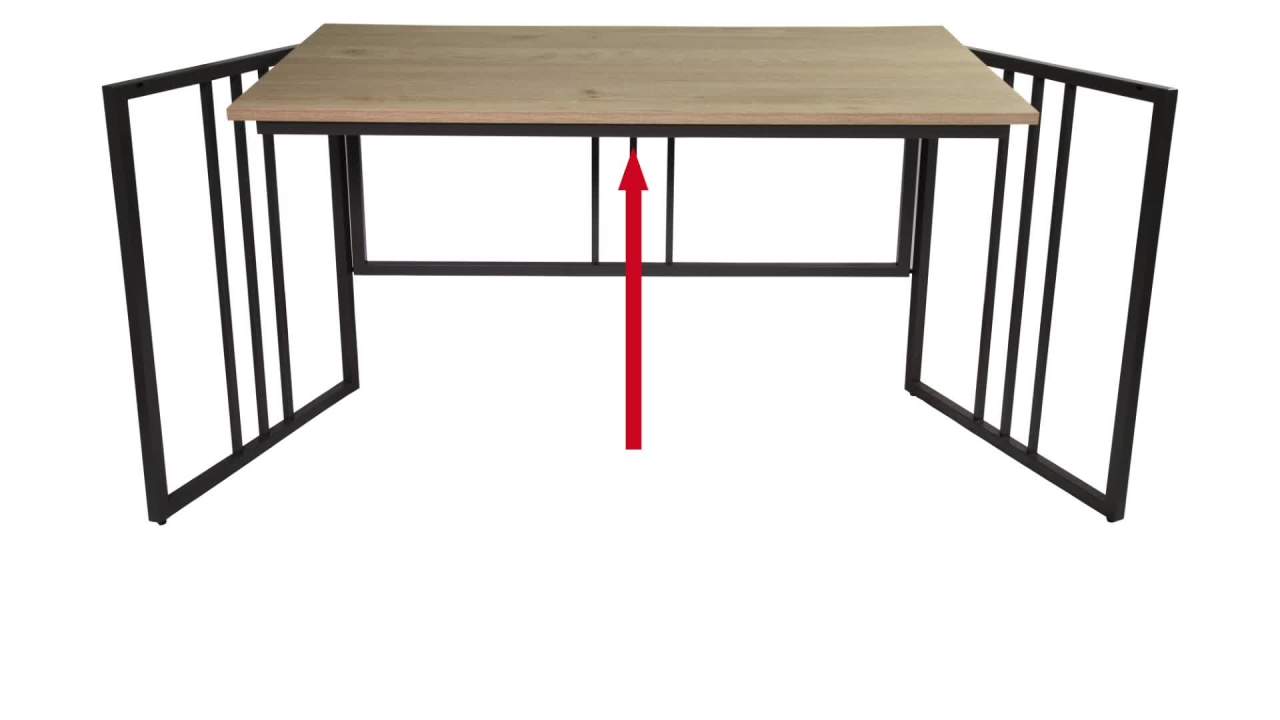 thumbnail video image 2 of Collapsible Slatted Mission Writing Computer Desk, Space Saving for Bedroom, Home Office, Small Spaces, Fully Assembled, White Oak/Gunmetal – Leick Home, 70001-WOGM, 2 of 17