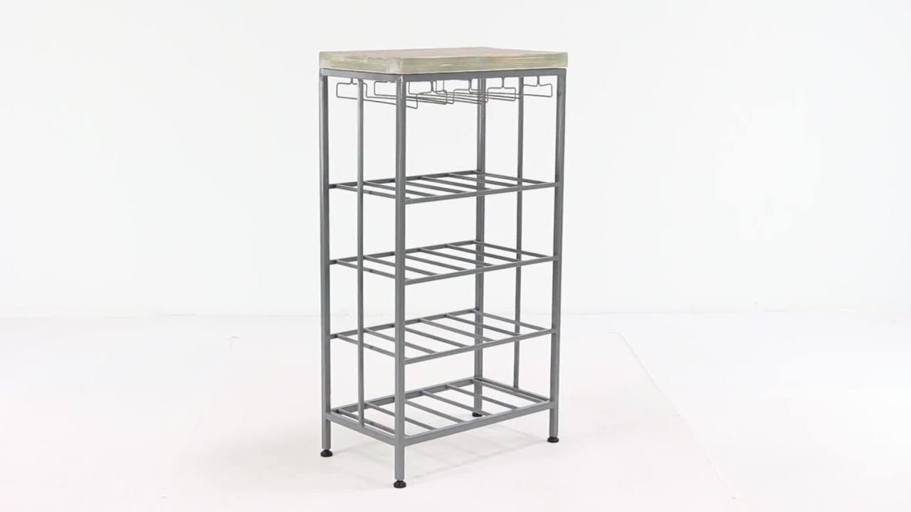 thumbnail video image 2 of DecMode 36" x 19" Grey Metal Contemporary Wine Rack, 2 of 15