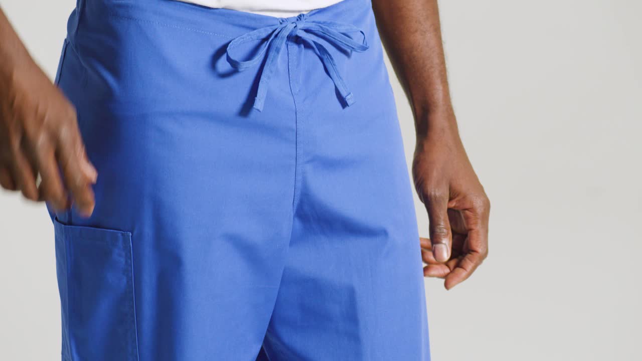 thumbnail video image 2 of Landau Scrub Zone Unisex Relaxed Fit 2-Pocket Drawstring Cargo Scrub Pants 85221, 2 of 9