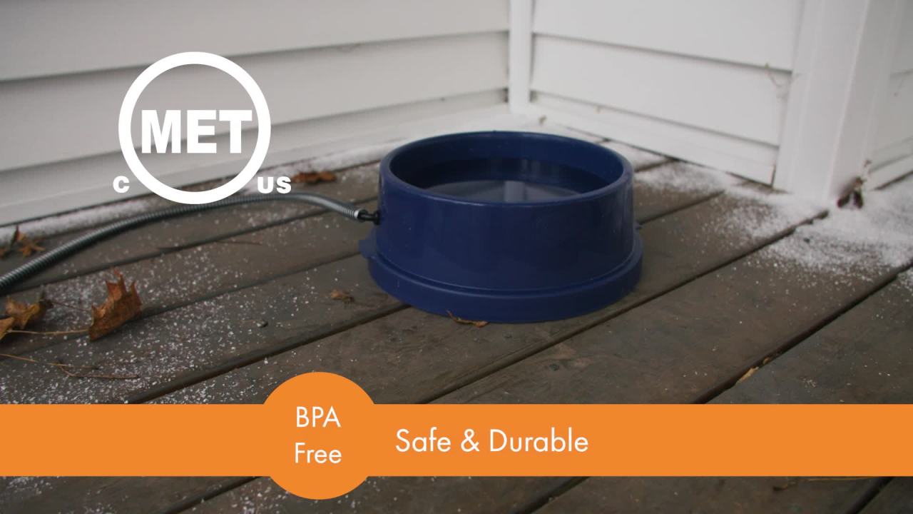 thumbnail video image 2 of K&H Pet Products Thermal-Bowl Outdoor Heated Cat & Dog Water Bowl Slate Gray 32 Ounces, 2 of 10