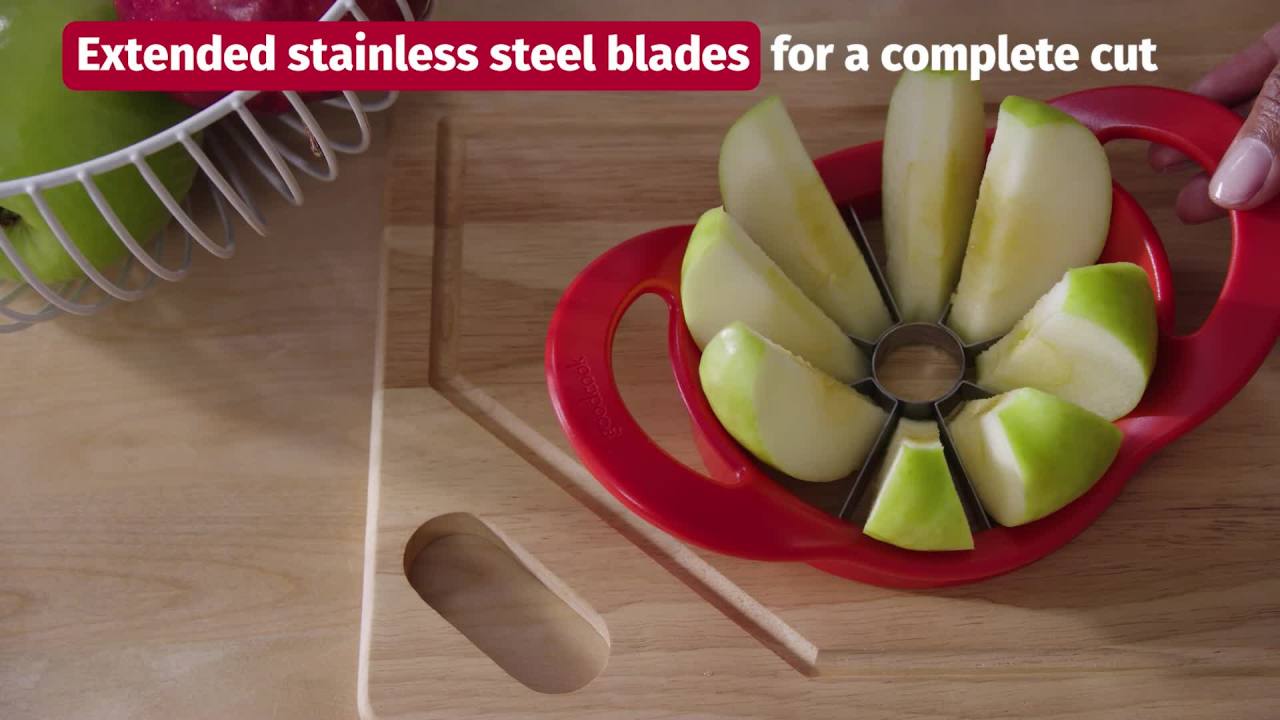 thumbnail video image 3 of GoodCook Pro Jumbo Apple Wedger, 4 inch Opening, 3 of 19