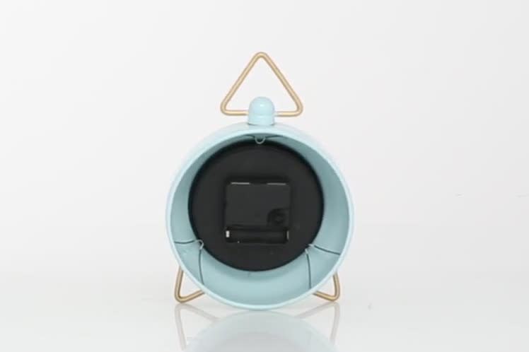 thumbnail video image 2 of DecMode 9" Blue Metal Clock with Gold Accents, 2 of 8