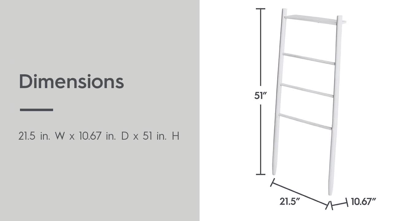 thumbnail video image 3 of Better Homes & Gardens Springwood Freestanding Acacia Wood Towel Ladder, 4 Tiers, Black, 3 of 12