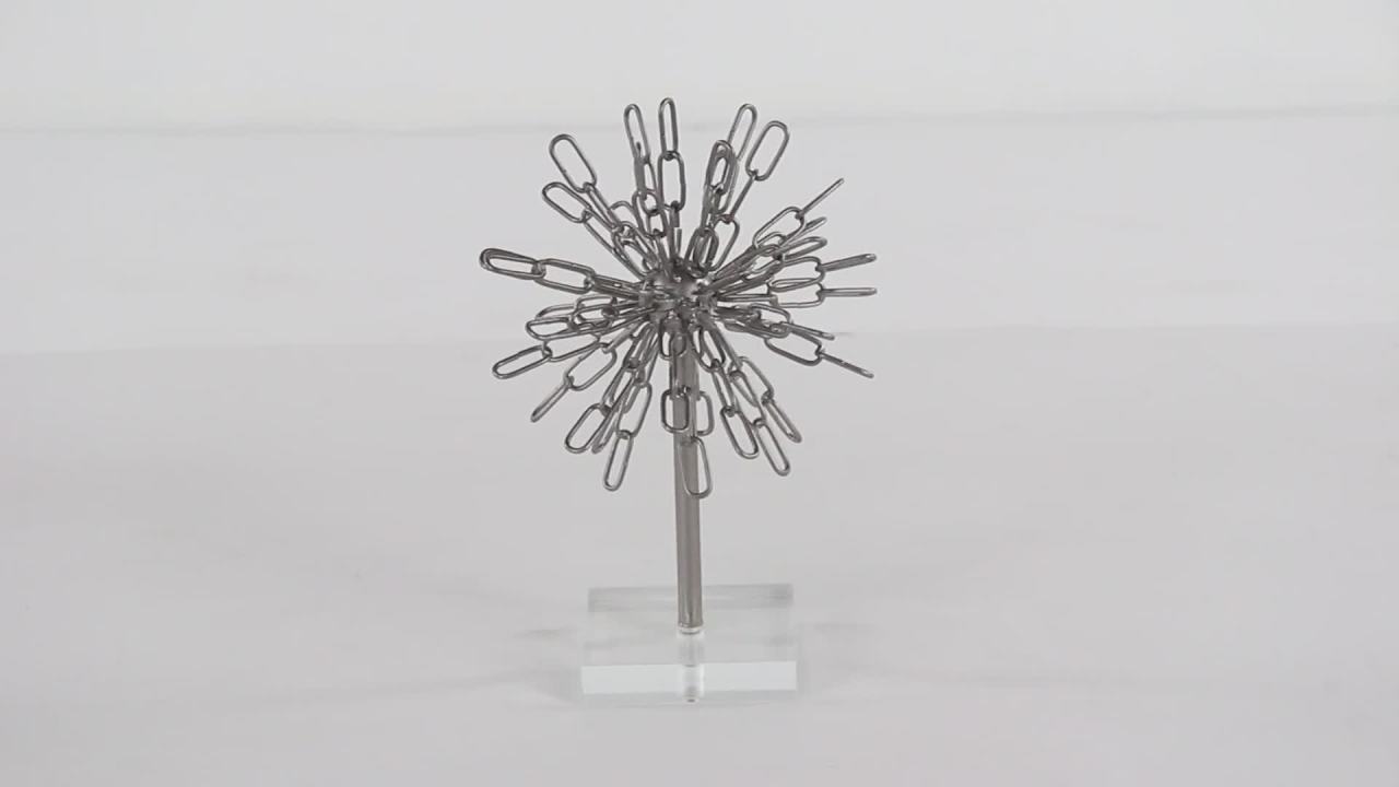 thumbnail video image 2 of DecMode Round Silver Metal Chain Star On Acrylic Base, 8" X 12", 2 of 6