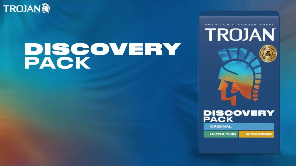 thumbnail video image 2 of Trojan Discovery Pack, Assorted Latex Lubricated Condoms for Men, Original, Ultra Thin & Ultra Ribbed Varieties, 12 Count, 2 of 12