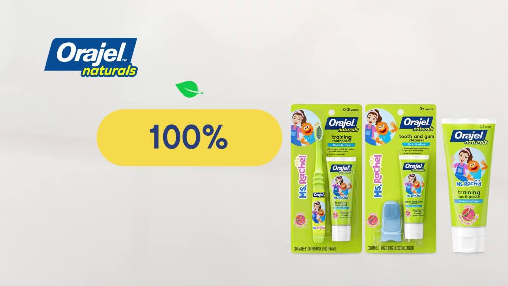 thumbnail video image 2 of Orajel Naturals Ms. Rachel Fluoride-Free Training Toothpaste, Natural Watermelon Flavor, 3.5 oz, 2 of 13
