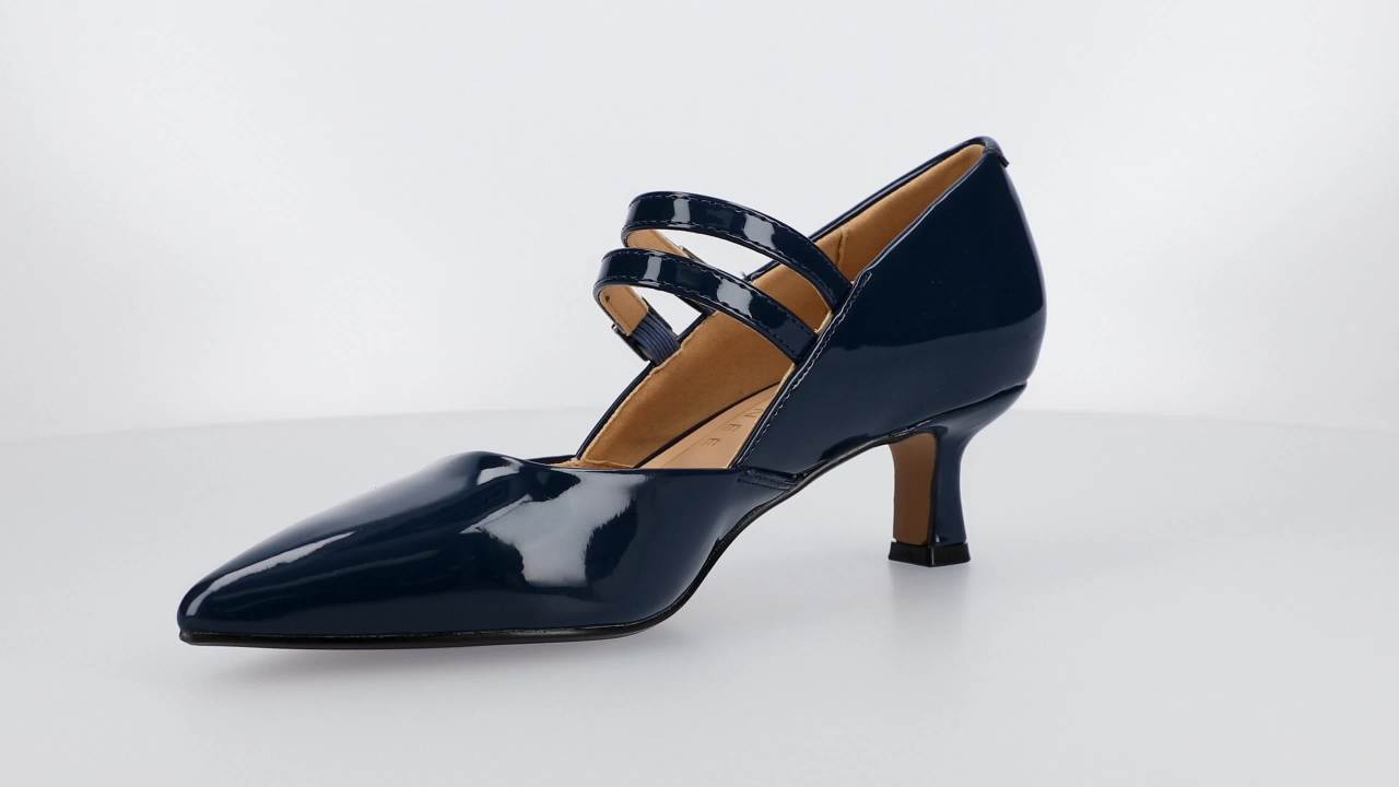 thumbnail video image 2 of Journee Womens Carnation Kitten Heel Mary Jane Pointed Toe Buckle Detail Comfort Pumps, Widths Available, 2 of 10