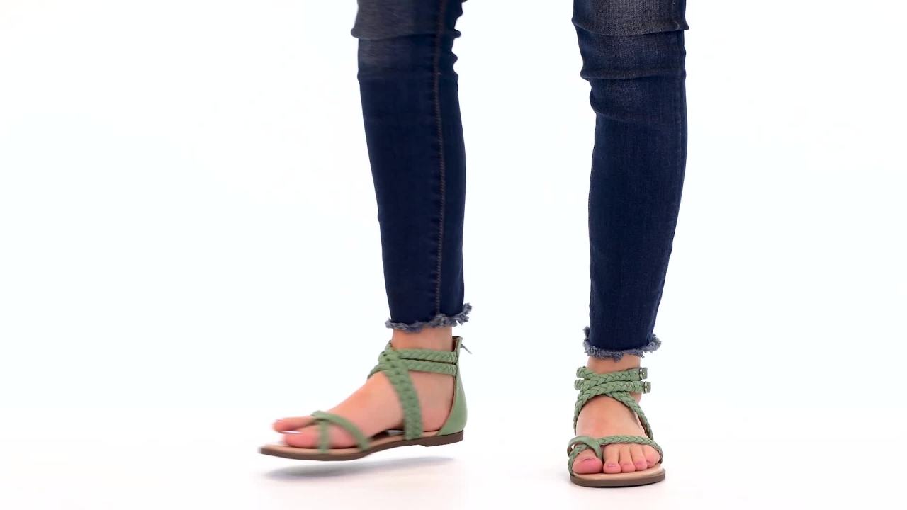 thumbnail video image 2 of Brinley Co. Womens Comfort Braided Flat Sandal, 2 of 3