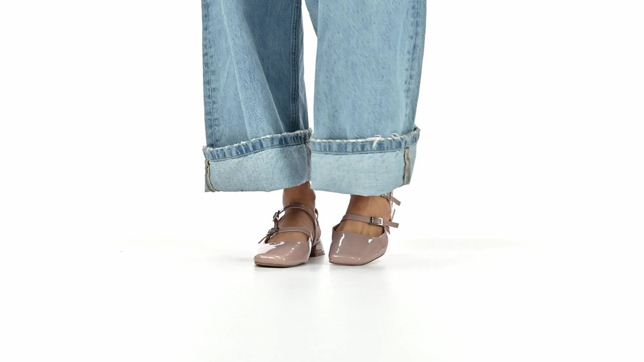 thumbnail video image 2 of Journee Womens Gretchenn Multi Strap Square Toe Mary Jane Flats, 2 of 9
