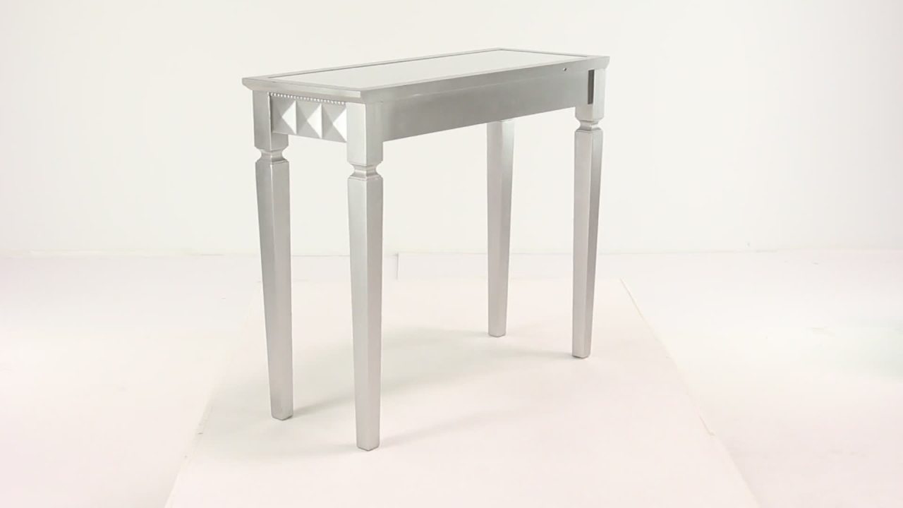 thumbnail video image 2 of DecMode 32" x 37" White Wood Glam Console Table, 2 of 5