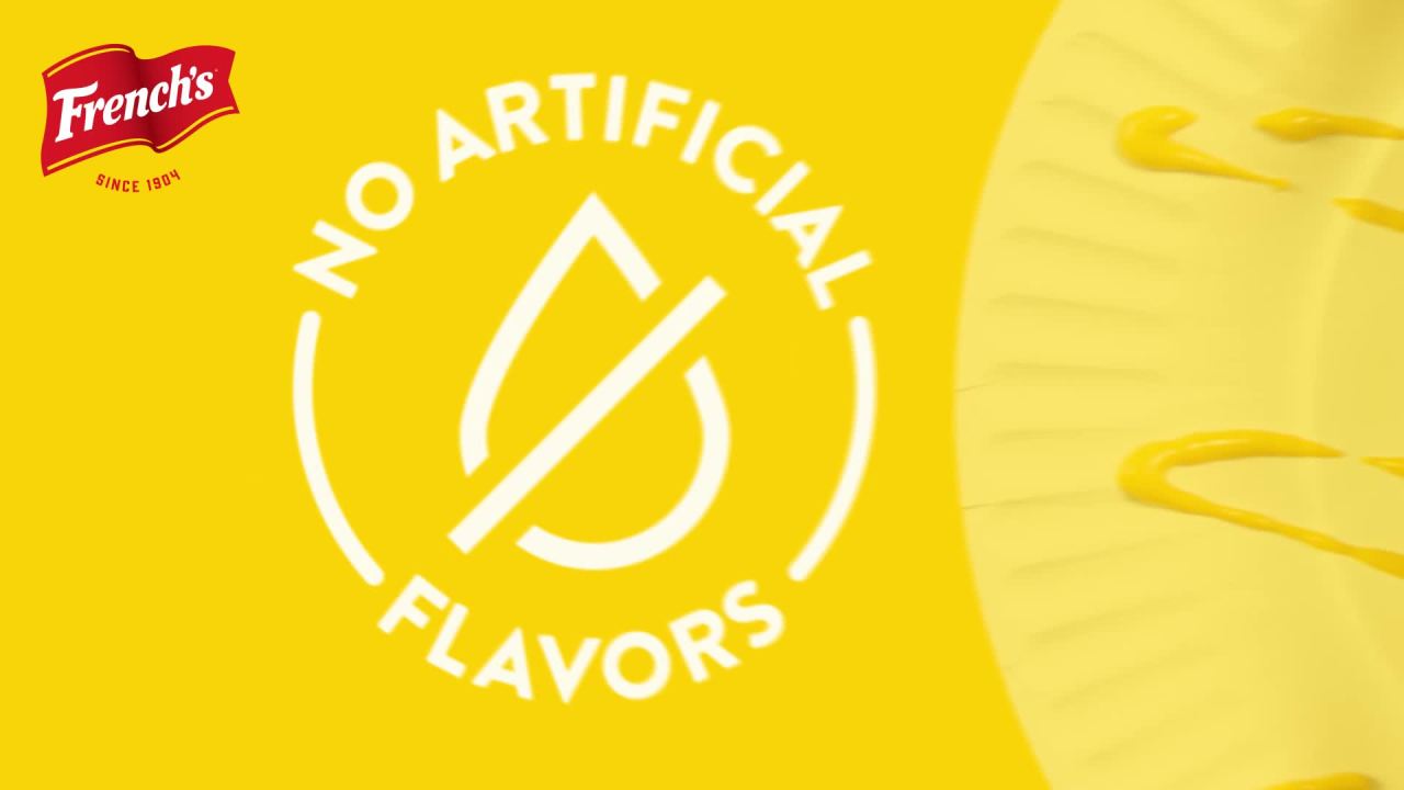 thumbnail video image 2 of French's No Artificial Flavors Gluten Free Classic Yellow Mustard Squeeze Bottle, 30.0 oz Bottle, 2 of 17