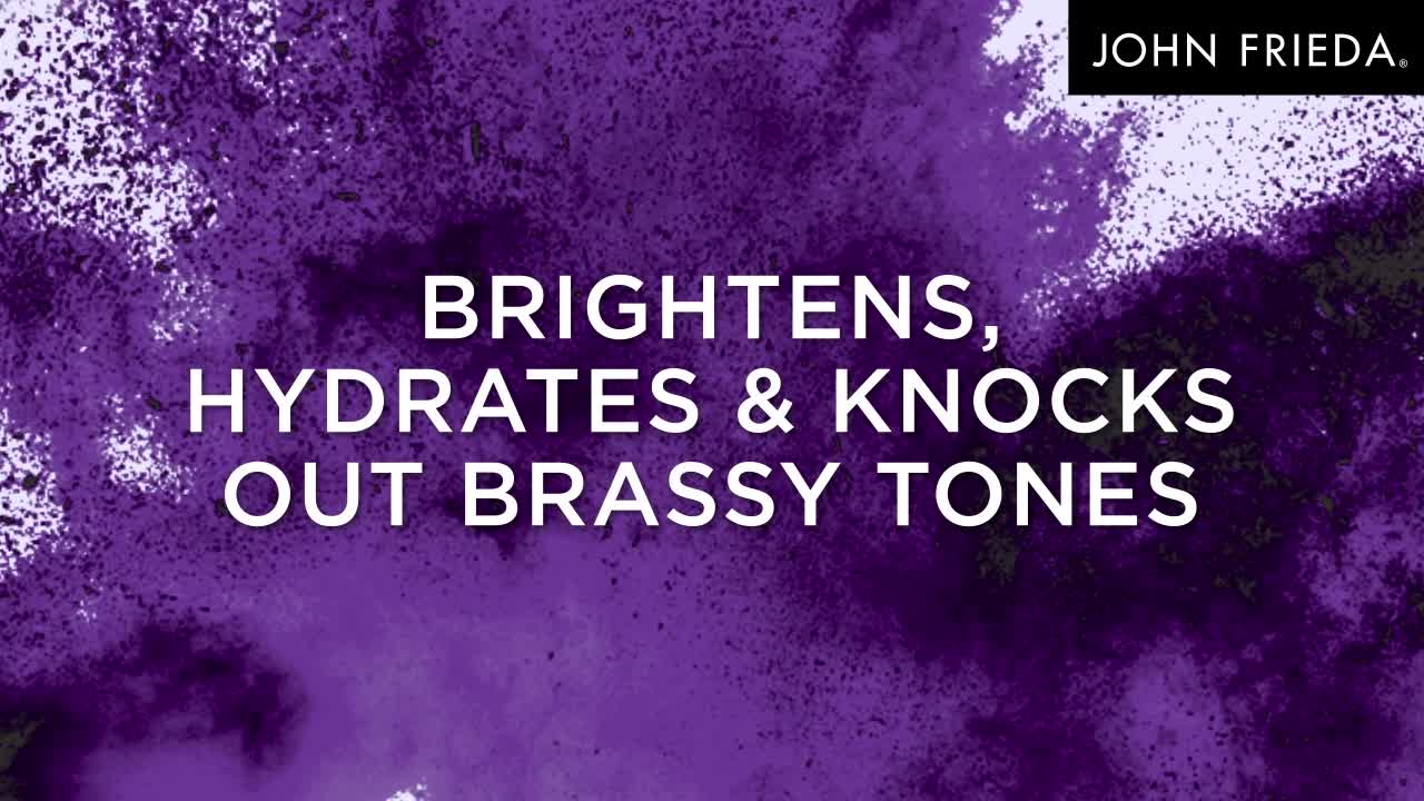 thumbnail video image 3 of John Frieda Purple Shampoo Violet Crush for Blonde Hair, Deep Conditioning Treatment, 6 oz, 3 of 9