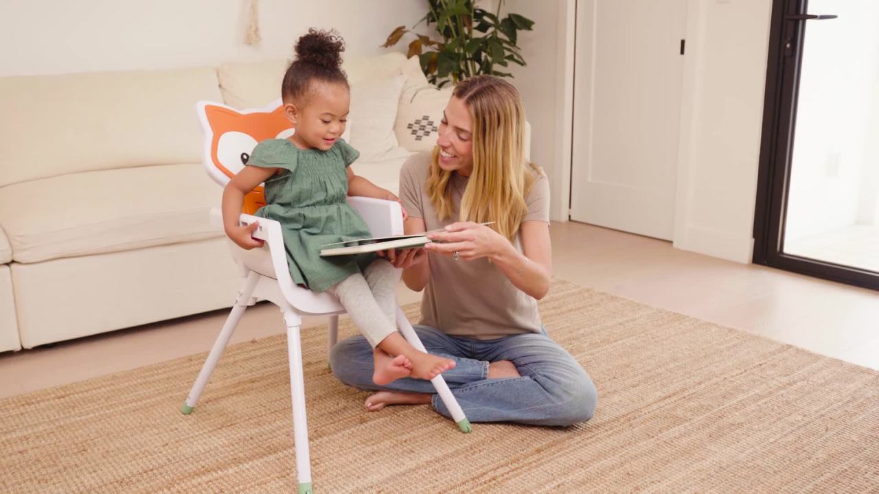 thumbnail video image 2 of Infantino Grow-with-Me 4-in-1 Convertible High Chair, for Babies & Toddlers 6-36 Months, Orange Fox, 2 of 13