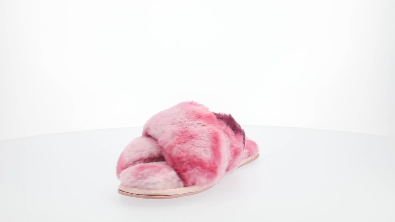 thumbnail video image 2 of Journee Women's Veedia Soft Plush Open Toe Crisscross Strap Cushioned Slippers, 2 of 10