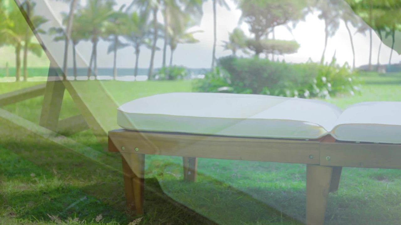 thumbnail video image 2 of Adriana Acacia Wood Chaise Lounge with Cushion, Set of 2, Teak and Beige, 2 of 10