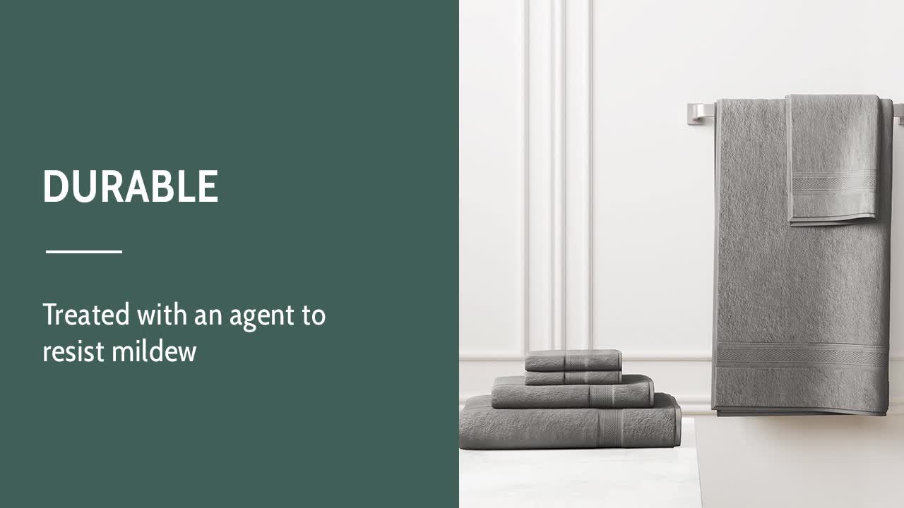 thumbnail video image 2 of Seed & Stone Ultra-Soft 30% Recycled Cotton Bath Towels, 100% Cotton, 6-Piece Towel Set, Gray, 2 of 12