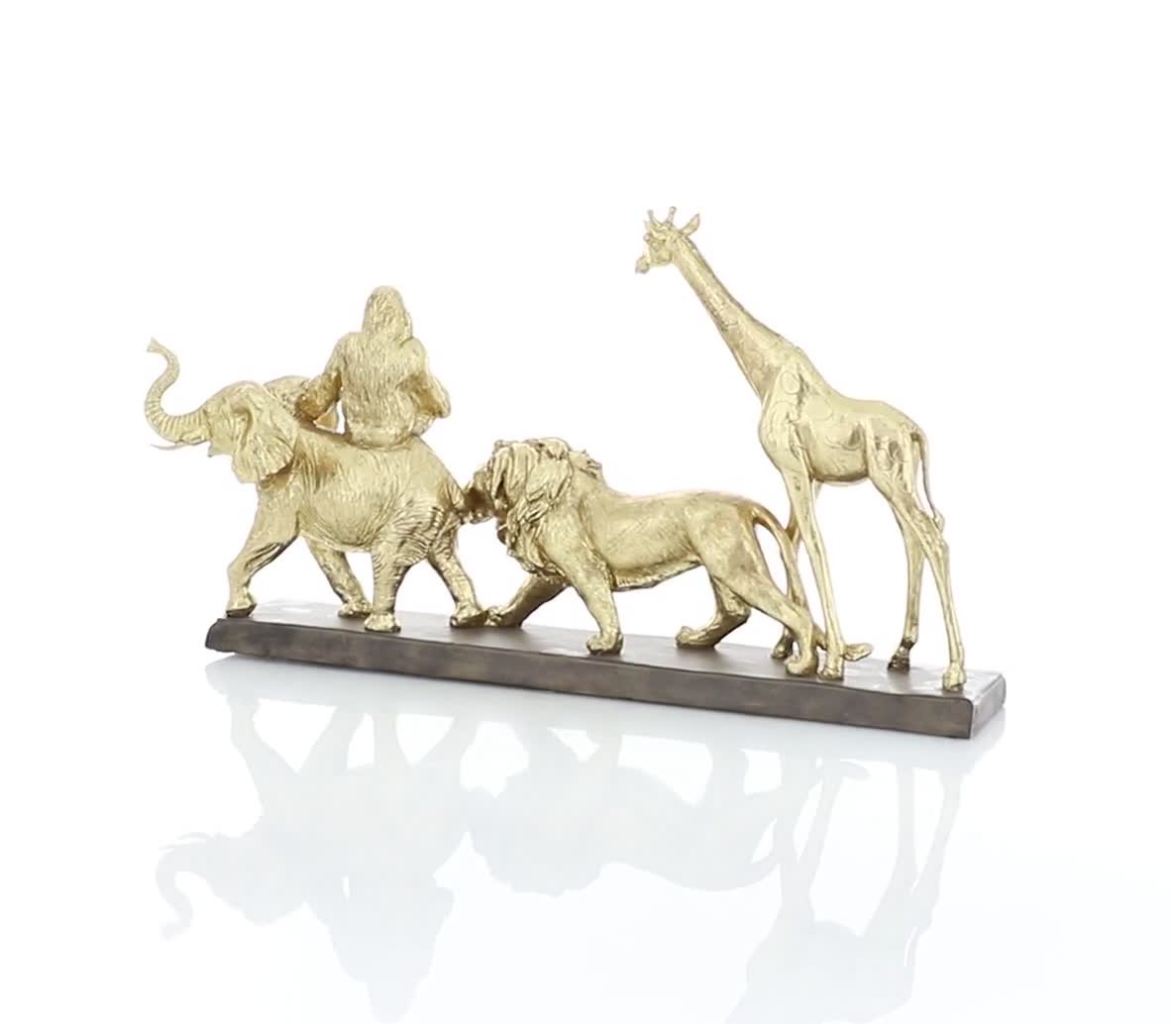 thumbnail video image 2 of DecMode 4"W, 12"H Polystone Glam Sculpture, Gold, 1-Piece, 2 of 9