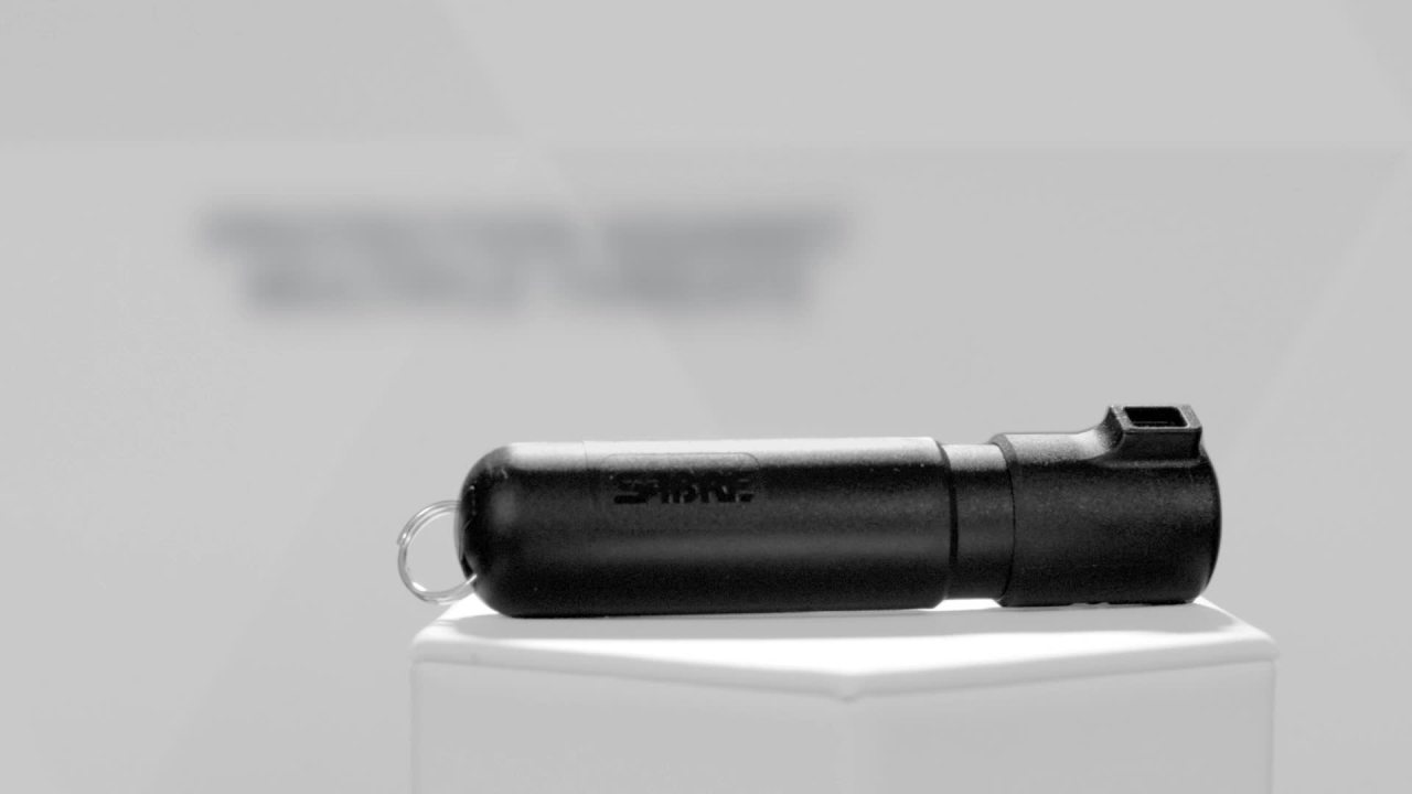 thumbnail video image 2 of SABRE Mighty Discreet Pepper Spray with Snap-Clip Keychain, Two Tone Blue, Pocket Pepper Spray, 2 of 5
