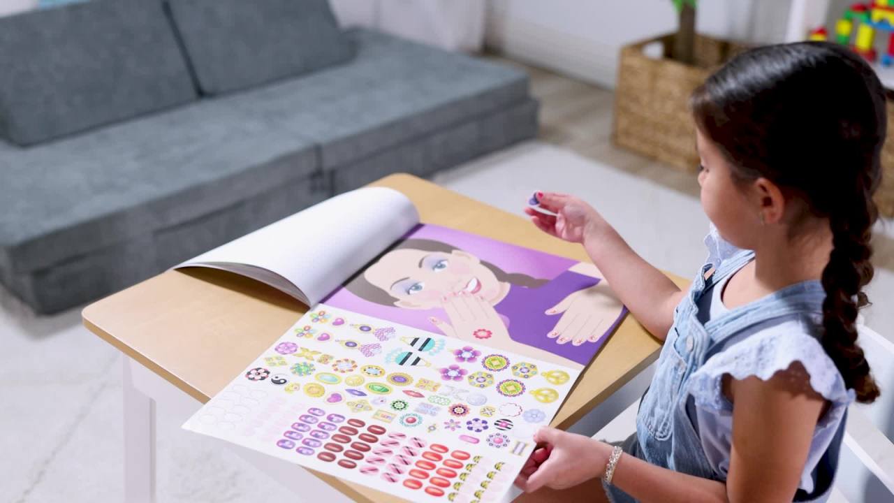 thumbnail video image 2 of Melissa & Doug Jewelry and Nails Glitter Sticker Pad - 360+ Stickers, 15 Faces - FSC Certified, 2 of 10