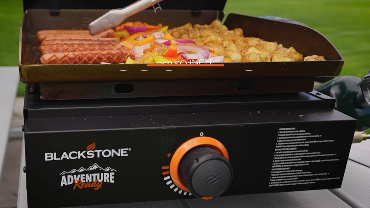 thumbnail video image 3 of Blackstone Adventure Ready 17-Inch Propane Griddle with Hard Cover, 3 of 17