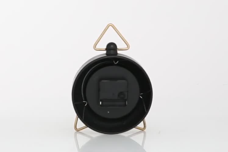 thumbnail video image 2 of DecMode 9" Black Metal Clock with Gold Accents, 2 of 8