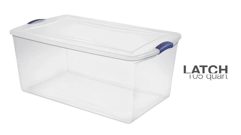 image 1 of Sterilite 105 Qt. Latch Box Plastic, Stadium Blue, Set of 4