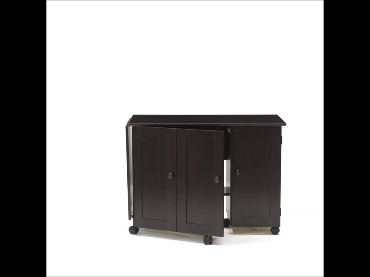 thumbnail video image 2 of Sauder Sewing/Craft Cart, Cinnamon Cherry Finish, 2 of 6