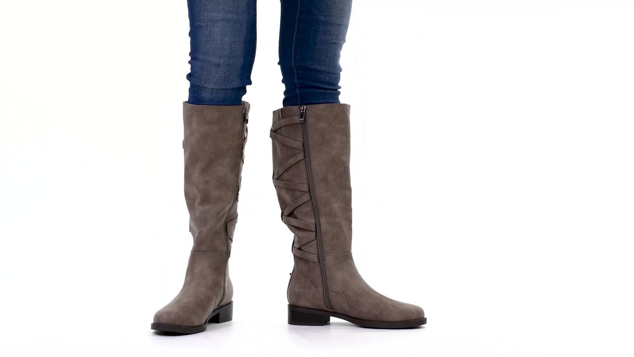 thumbnail video image 2 of Journee Womens Carly Stacked Heel Riding Boots, 2 of 10