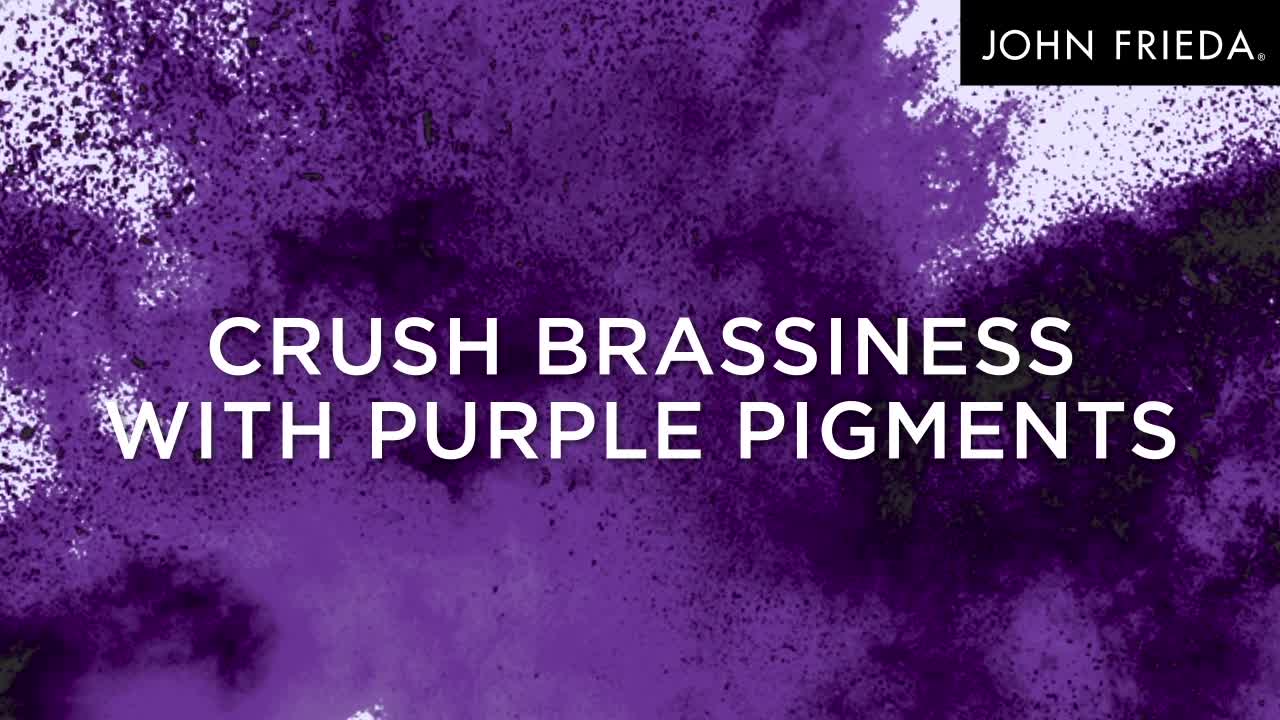 thumbnail video image 2 of John Frieda Violet Crush Purple Shampoo for Brassy Blonde Hair, 8.3 fl oz, 2 of 10