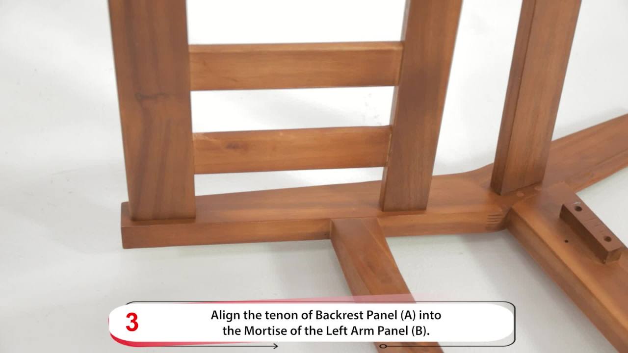 thumbnail video image 4 of Wilcox Outdoor Acacia Wood Loveseat and Coffee Table Set with Cushions, Teak, Blue, 4 of 4