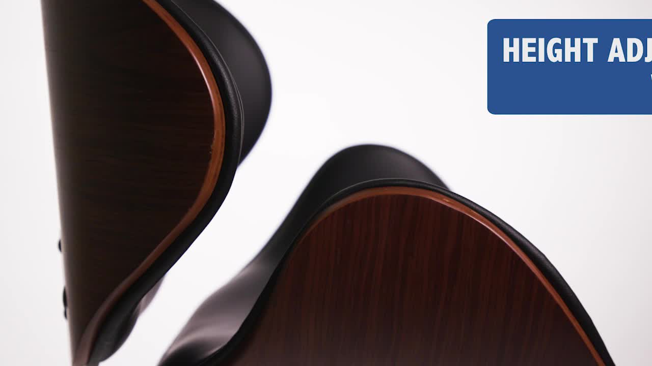 thumbnail video image 2 of Flash Furniture Farley Walnut Bentwood Adjustable Height Barstool with Curved Back and Black Vinyl Seat, 2 of 13