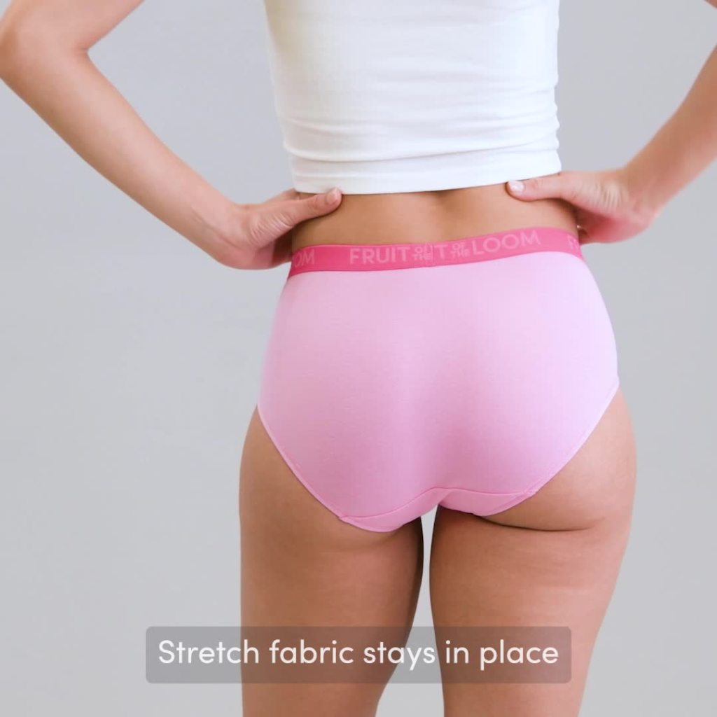 thumbnail video image 2 of Fruit of the Loom Women's Energize Collection Cotton Stretch Brief Underwear, 4-Pack, 2 of 10