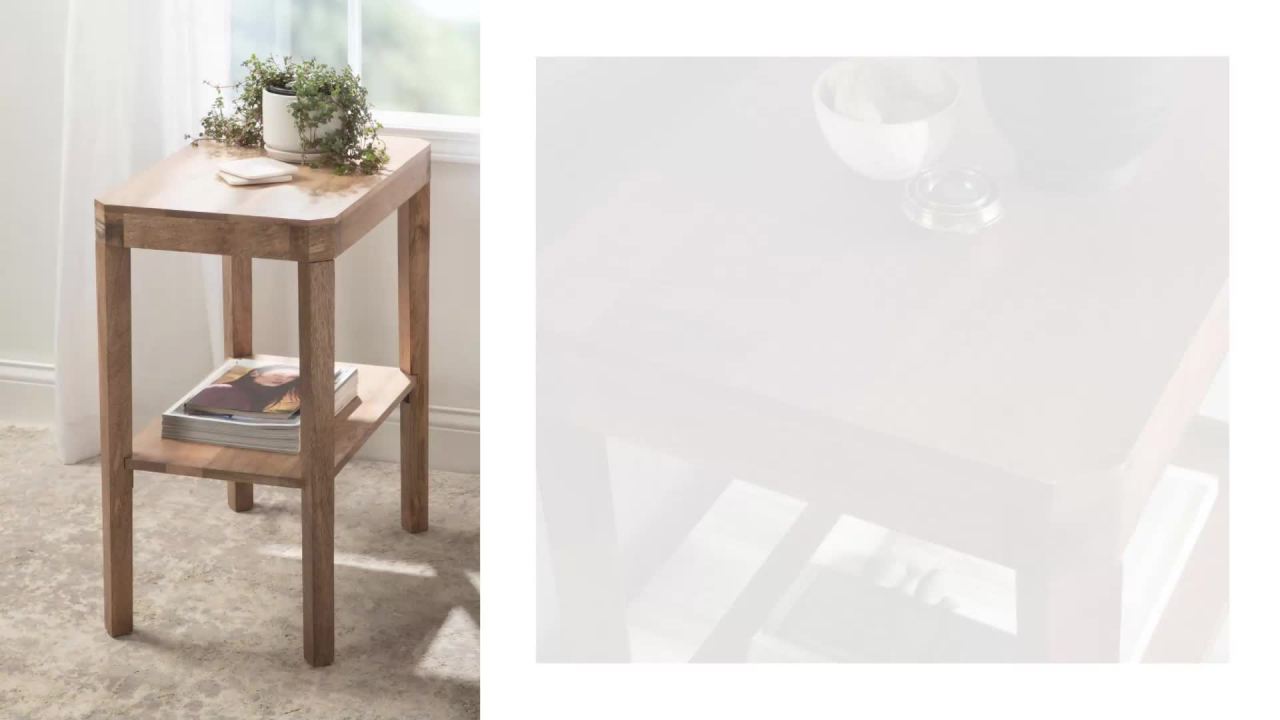 thumbnail video image 2 of Kate and Laurel Talcott Modern Rectangle Wood Side Table, 22 x 14 x 26, Dark Brown, Transitional Decorative Two-Tier End Table for Use as a Bedroom Nightstand or Living Room Accent, 2 of 9