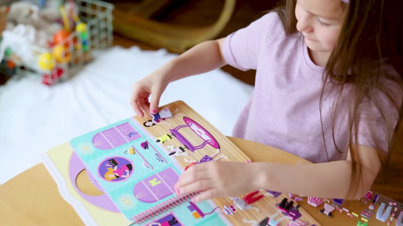 thumbnail video image 2 of Melissa & Doug Puffy Sticker Activity Book: Day of Glamour - 196 Reusable Stickers - FSC Certified, 2 of 10