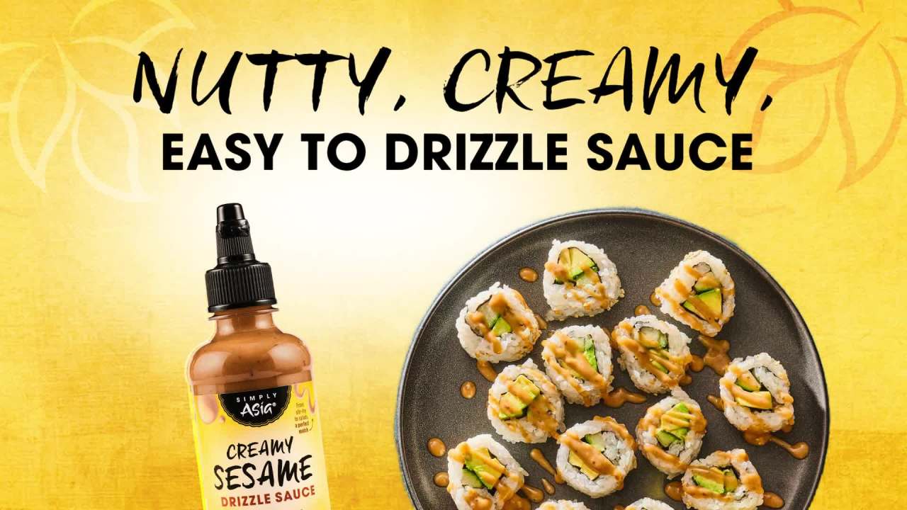 thumbnail video image 2 of Simply Asia Creamy Sesame Drizzle Sauce, 8.0 fl oz Bottle, 2 of 23