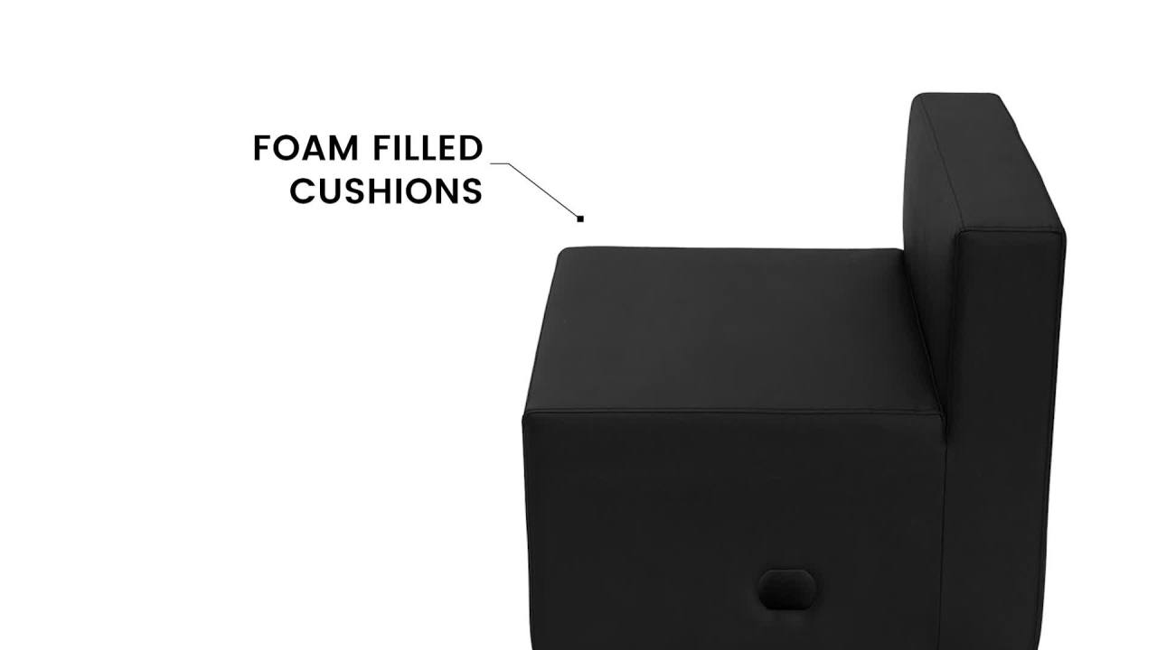 thumbnail video image 2 of Flash Furniture HERCULES Alon Series Black LeatherSoft Chair with Brushed Stainless Steel Base, 2 of 6