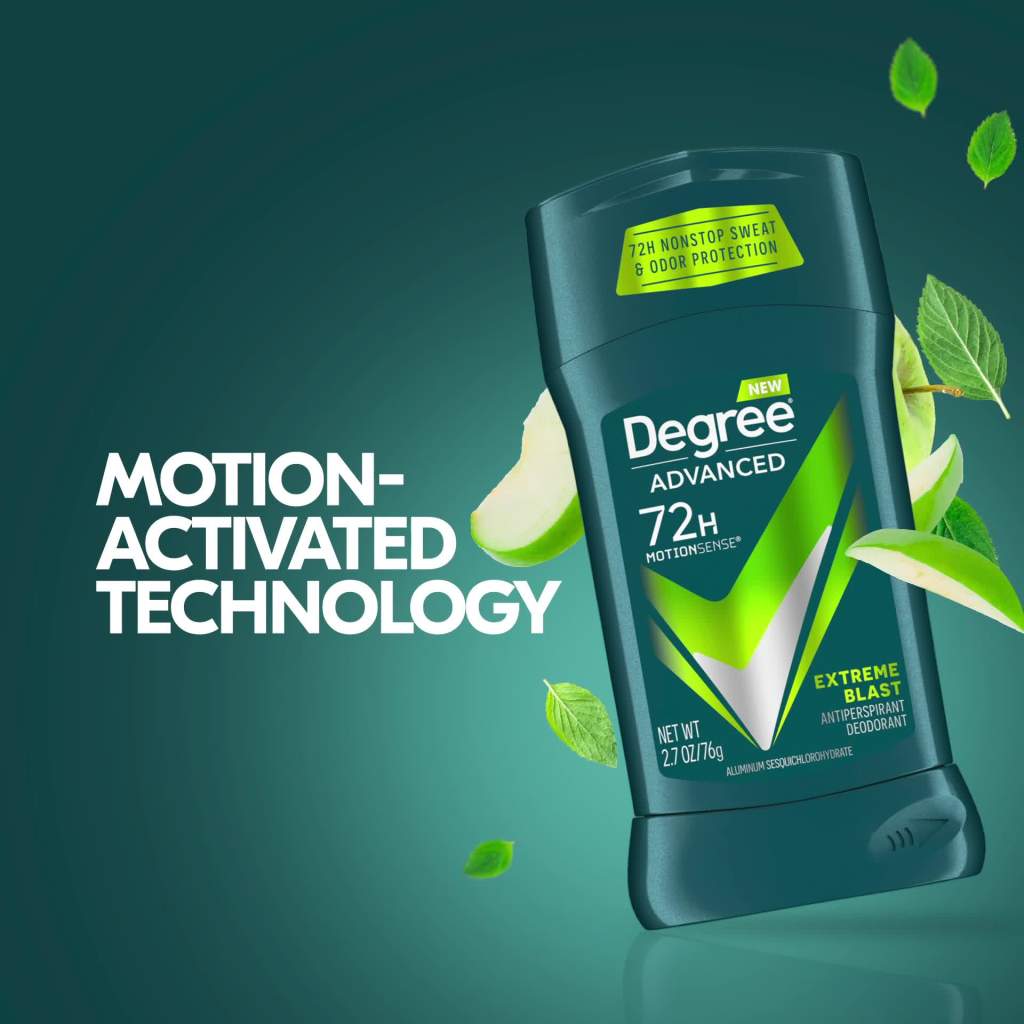 thumbnail video image 2 of Degree Advanced Men's Antiperspirant Deodorant Stick Twin Pack Extreme Blast, 2.7 oz, 2 of 4