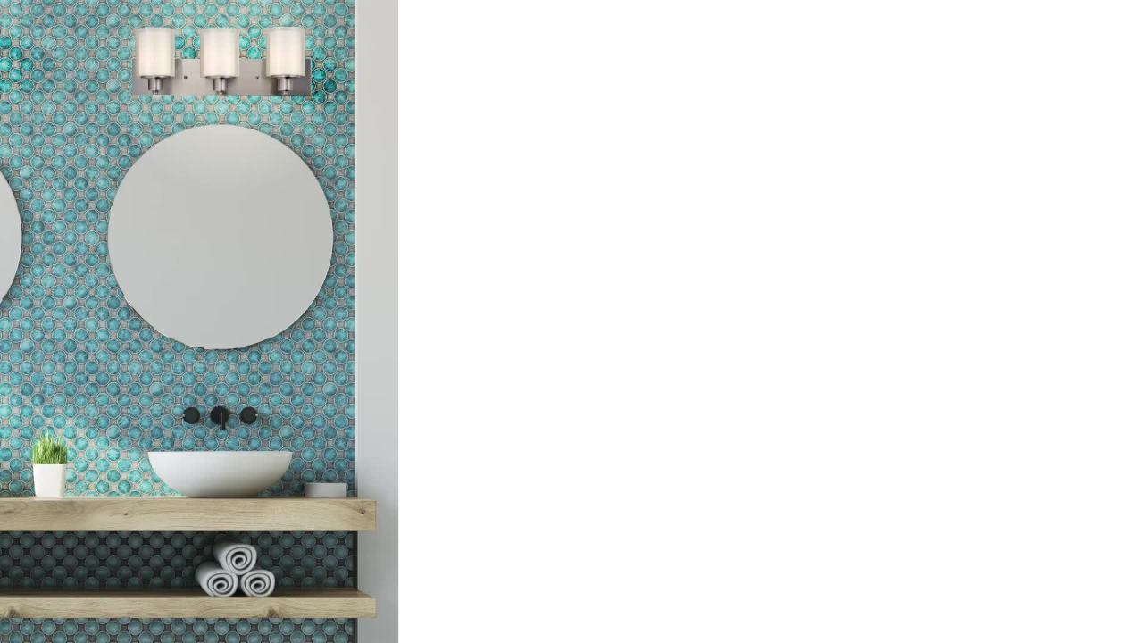 thumbnail video image 2 of Design House Oslo Traditional 3-Light Dimmable Vanity Light, Satin Nickel, 2 of 22