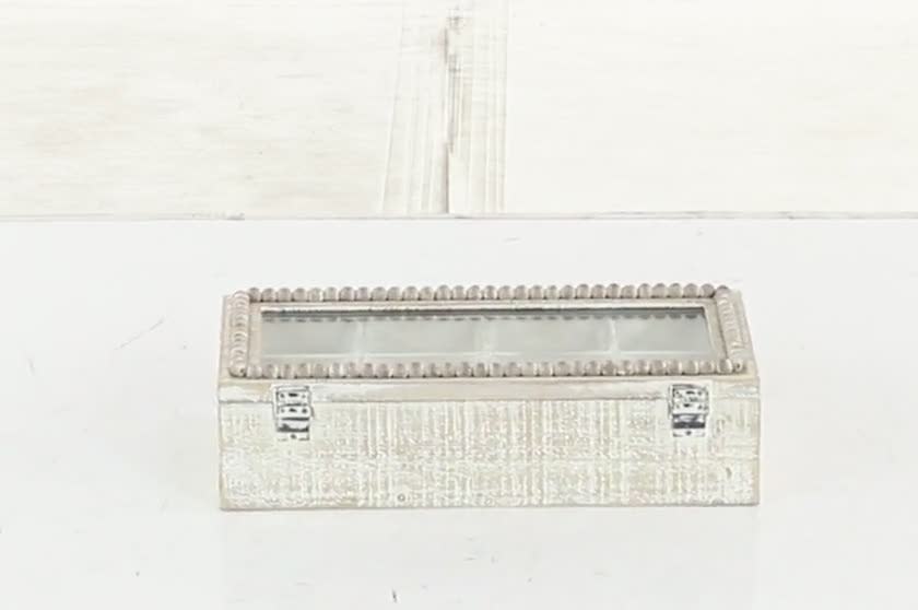 thumbnail video image 2 of DecMode White Wood Box with Clear Glass Lid, 2 of 11