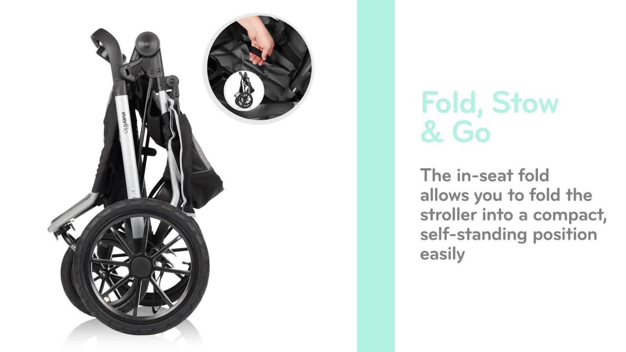 thumbnail video image 2 of Evenflo Victory Plus Jogger Stroller with LiteMax Infant Car Seat, Compact Black, 2 of 3