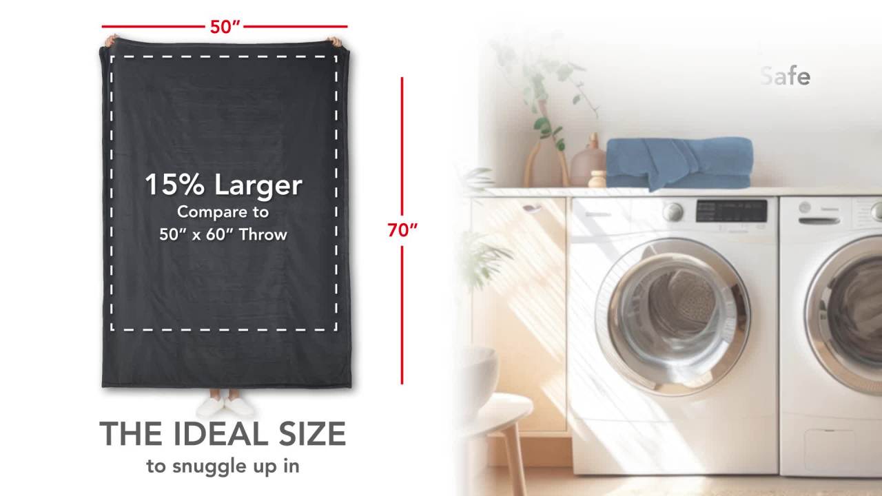 thumbnail video image 2 of Sunbeam Heated Throw Blanket Super Soft Microplush Oversize Merlot Plaid Faux Shearling 4 Heat Settings, 2 of 12