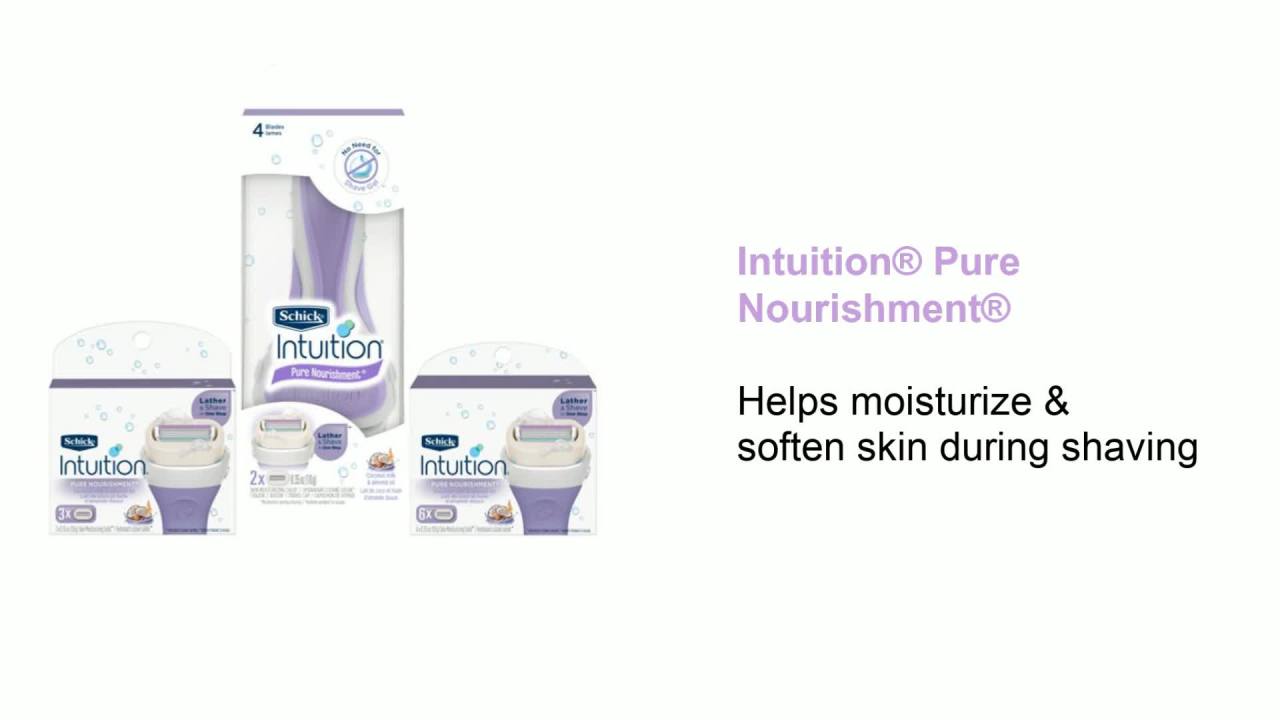 thumbnail video image 2 of Schick Intuition Pure Nourishment with Coconut Milk and Almond Oil Women's Razor Blade Refills, 8 ct, 2 of 8