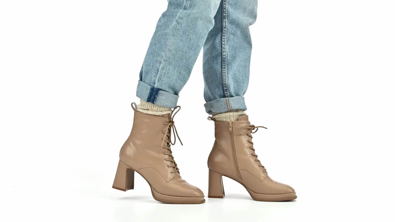 thumbnail video image 2 of Journee Womens Kalindi Lace Up and Zip Entry Square Toe Booties, Widths Available, 2 of 10